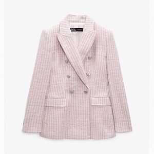 Zara Textured Double-Breasted Blazer